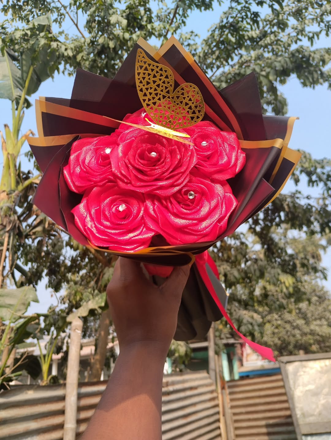 Red Rose Ribbon Bouquet